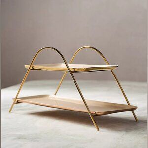 NEW Robbie Stainless Steel Tiered Tray Stand - Gold Neutral by Anthropologie